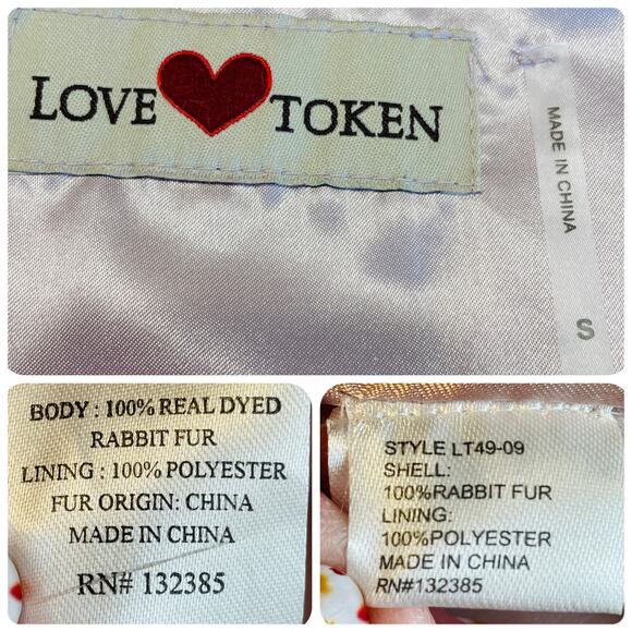 Anthro Love Token Purple Pink Ombre Genuine Rabbit Fur Lined Ribbon Belt Vest S - Picture 11 of 12
